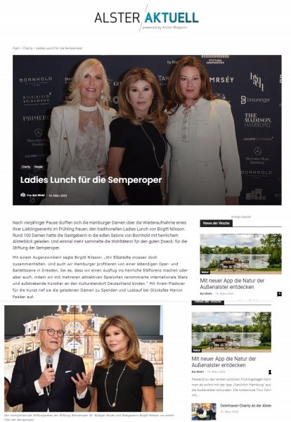 Birgitt Nilssons LadiesLunch auf Alster Aktuell